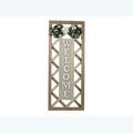 Youngs Wood Framed Lattice 3D Welcome Wall Sign with Artificial Flower 21110